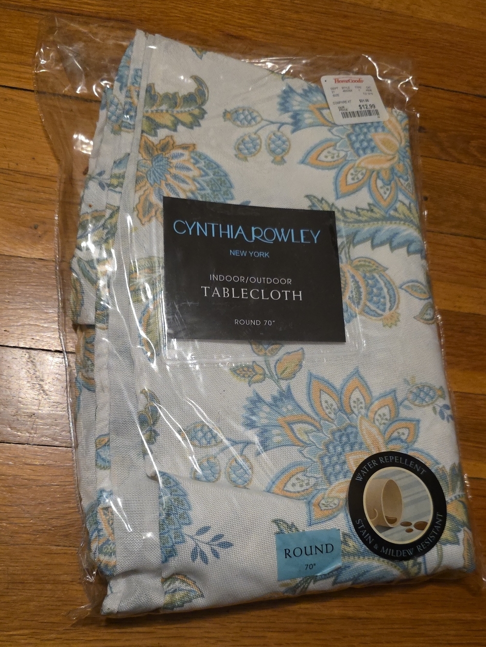 Cynthia Rowley Blue, & Yellow Floral 70" Round Tablecloth